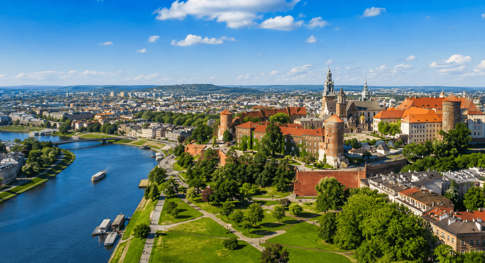 Historyczna panorama Krakowa i Wawel